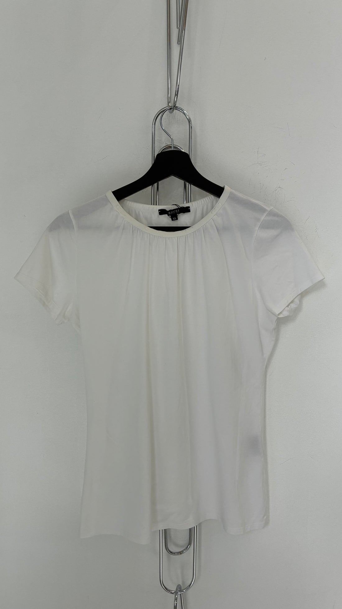 GUCCI WHITE COTTON CREWNECK S/S TOP