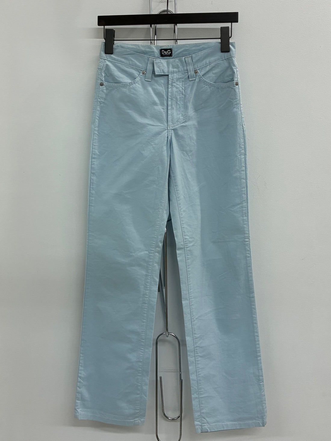 VINTAGE DOLCE&GABBANA COTTON LIGHT BLUE STRAIGHT PANTS