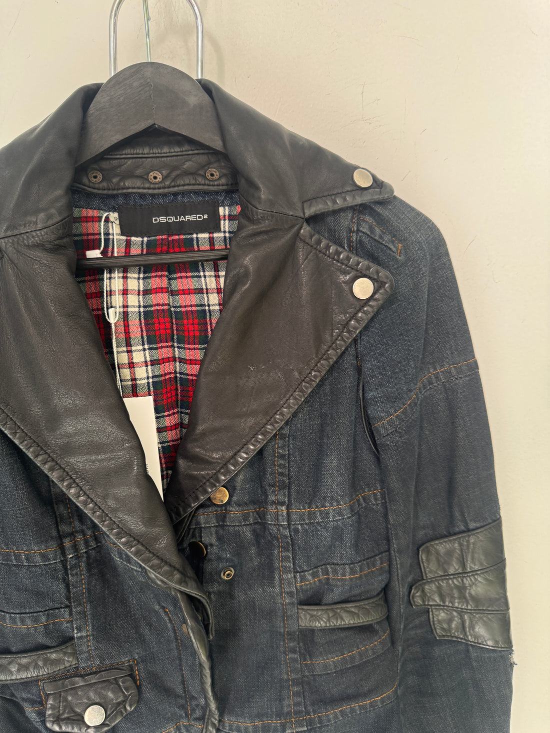 2005 DSQUARED2 DENIM MOTO CROPPED JACKET