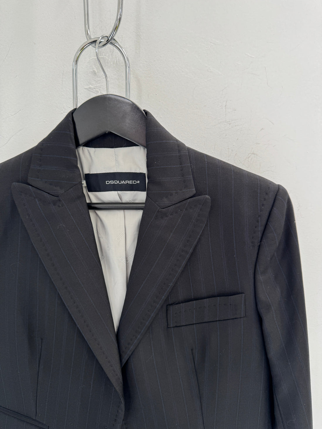 2005 DSQUARED2 PINSTRIPED WOOL BLAZER/SKIRT SET