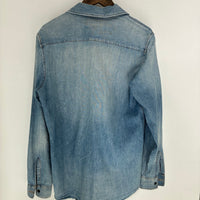 SAINT LAURENT DENIM LOGO BUTTON UP SHIRT