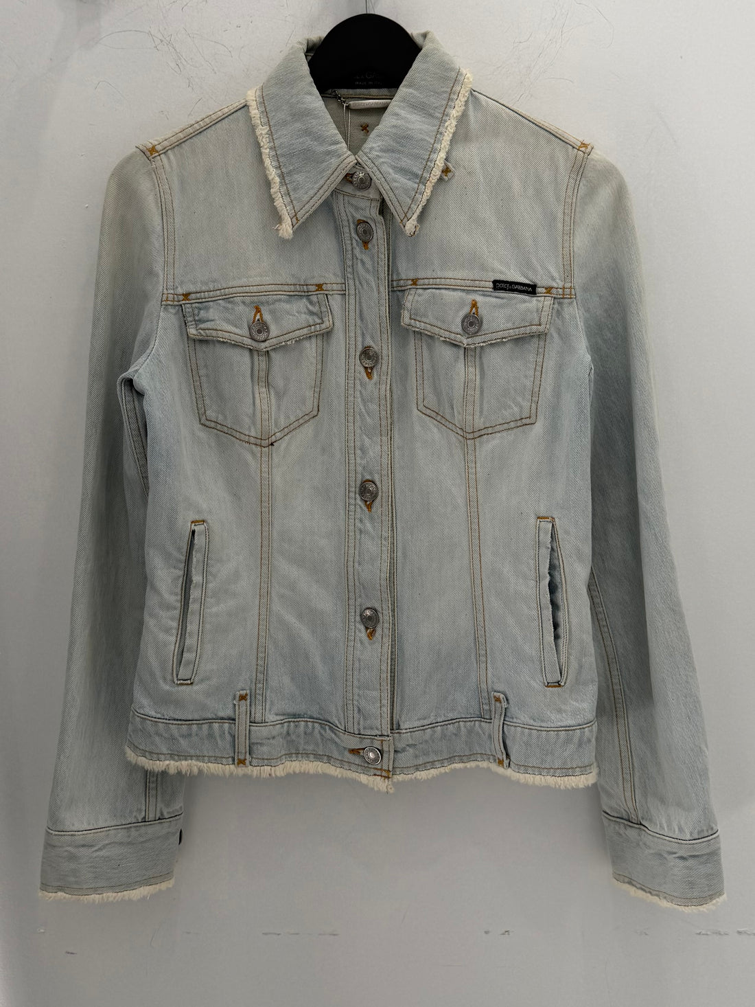 VINTAGE DOLCE&GABBANA FRAYED LIGHT WASH DENIM JACKET