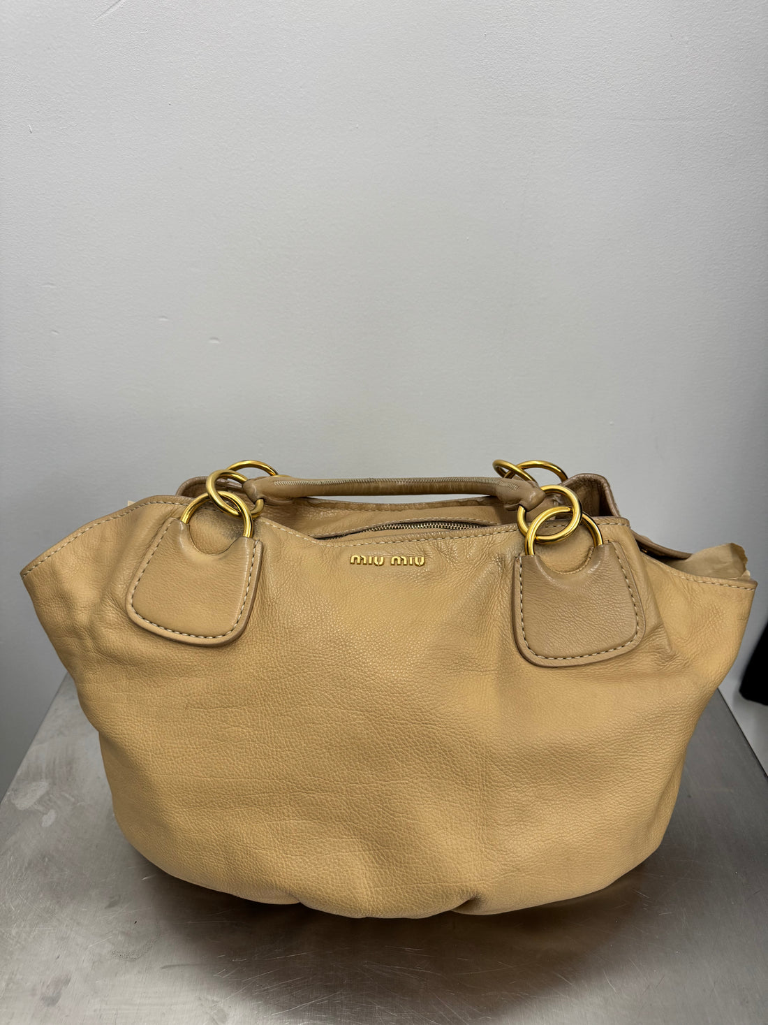MIU MIU SOFT CALF LEATHER SATCHEL BAG