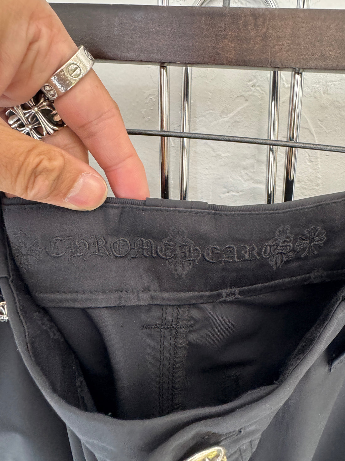 CHROME HEARTS NYLON + LEATHER CARPENTER PANTS