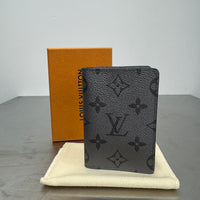 LOUIS VUITTON VIRGIL ABLOH TAIGA GUNMETAL GREY SILVER MONOGRAM LOGO POCKET ORGANIZER WALLET