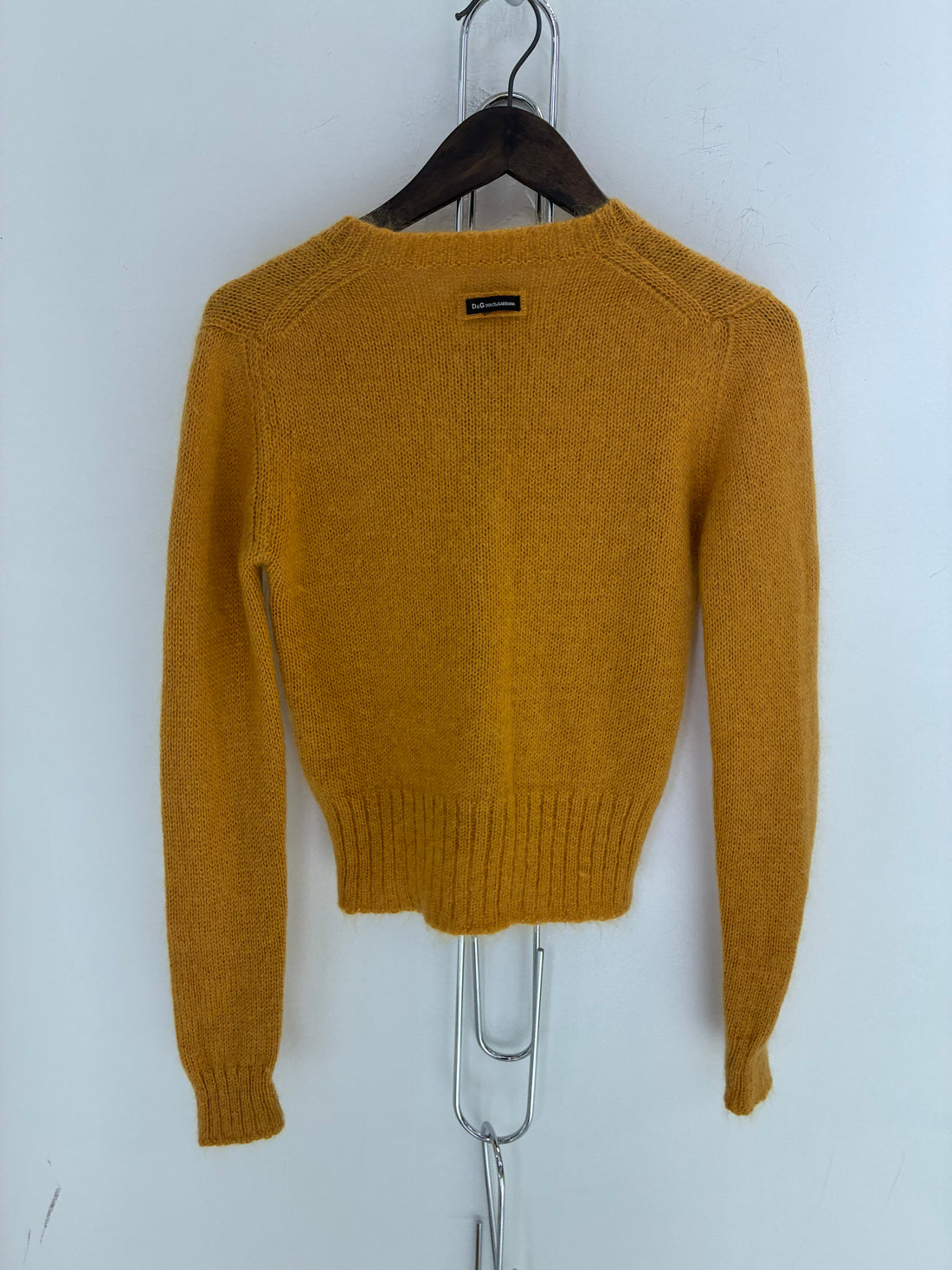 DOLCE & GABBANA MUSTARD ANGORA HOOK CARDIGAN