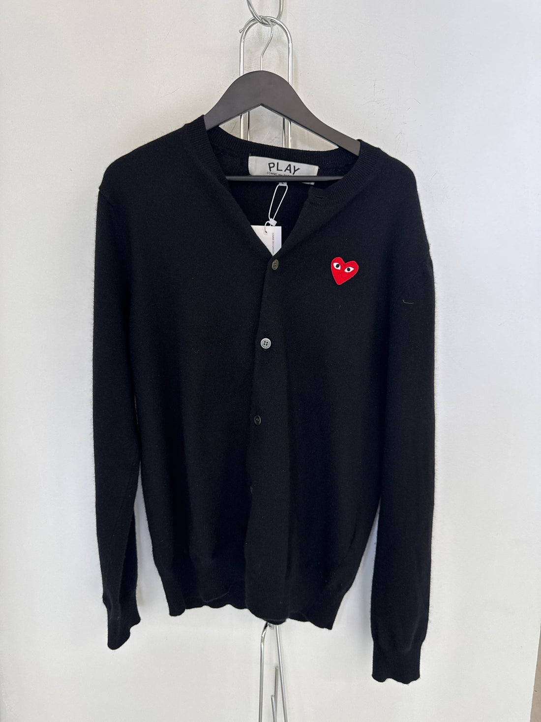 COMME DES GARCONS PLAY BLACK WOOL CARDIGAN