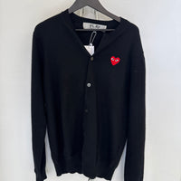 COMME DES GARCONS PLAY BLACK WOOL CARDIGAN