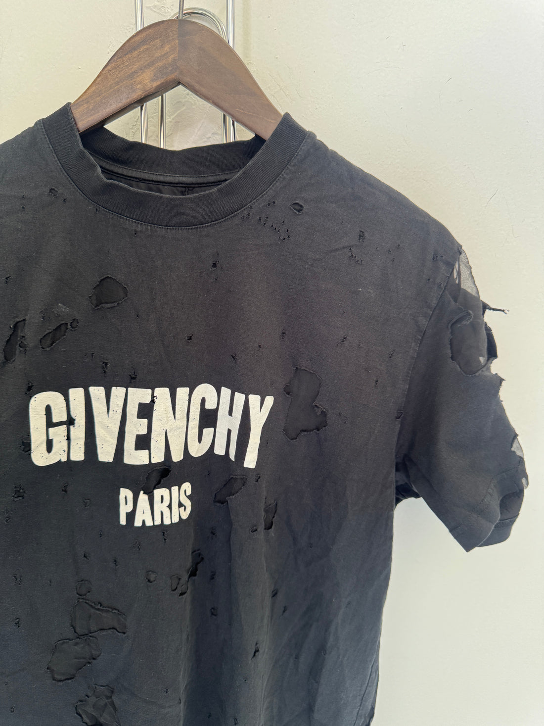 GIVENCHY PARIS DOUBLE LAYER DISTRESSED SHIRT