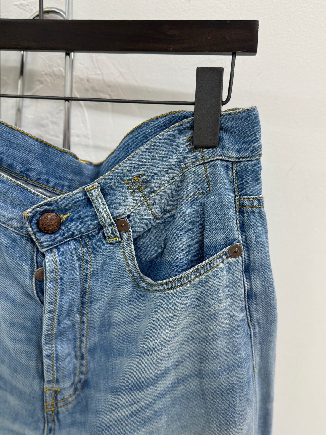 WOMENS R13 LIGHT WASHED CROPPED DENIM JEANS