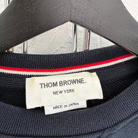 THOM BROWNE NAVY CREWNECK SWEATER