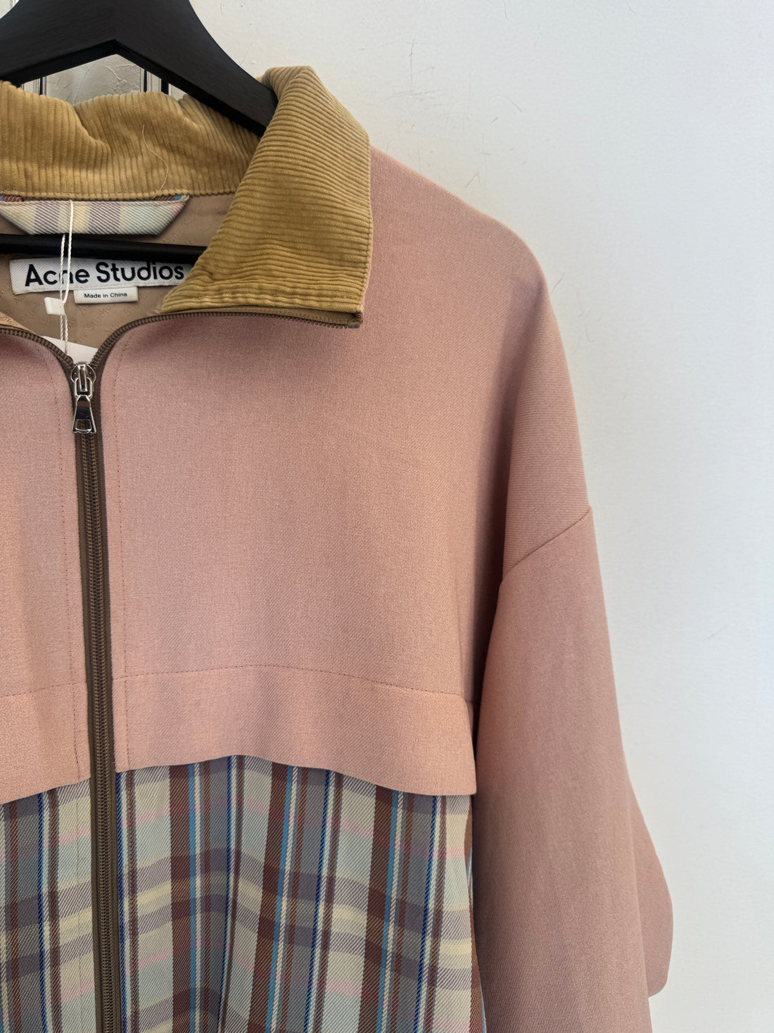 ACNE STUDIOS PINK CHECK OVERSIZED TWILL JACKET