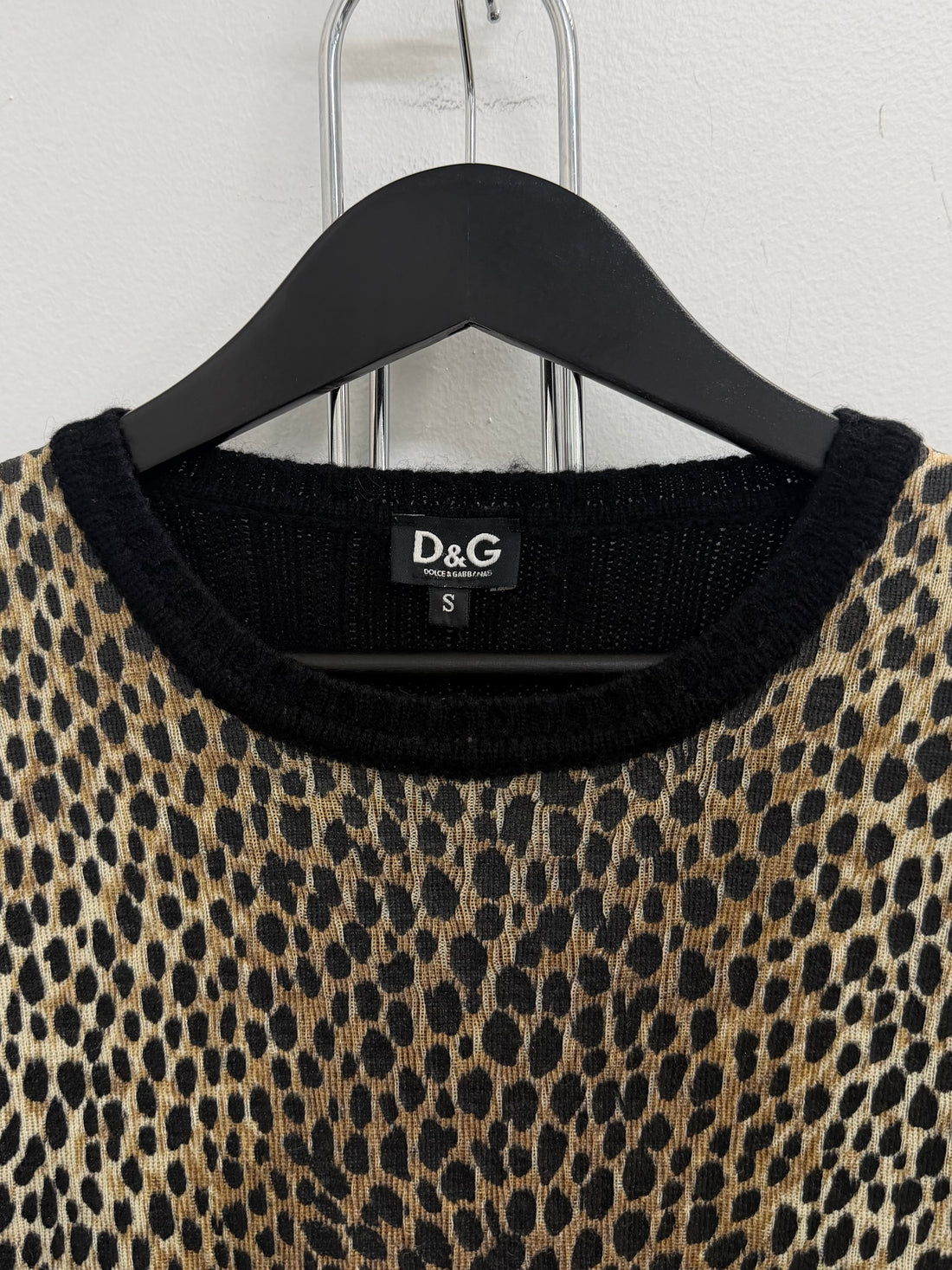 VINTAGE DOLCE & GABBANA LEOPARD CASHMERE S/S SWEATER