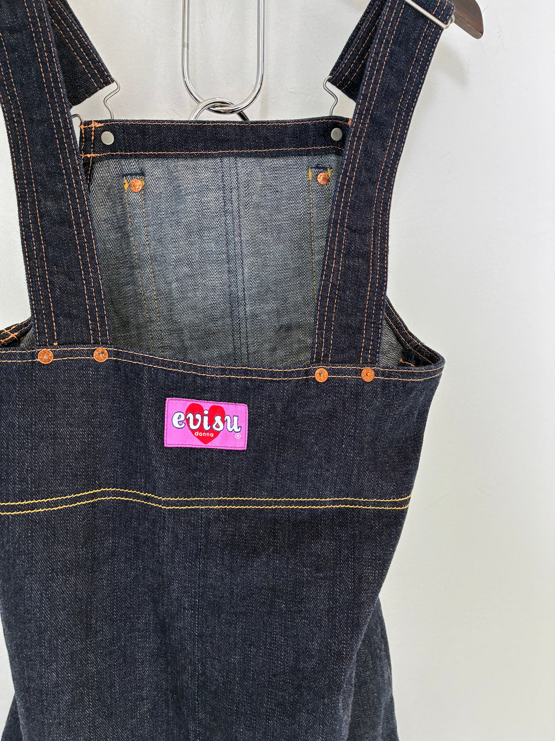 EVISU DENIM OVERALL MINI DRESS