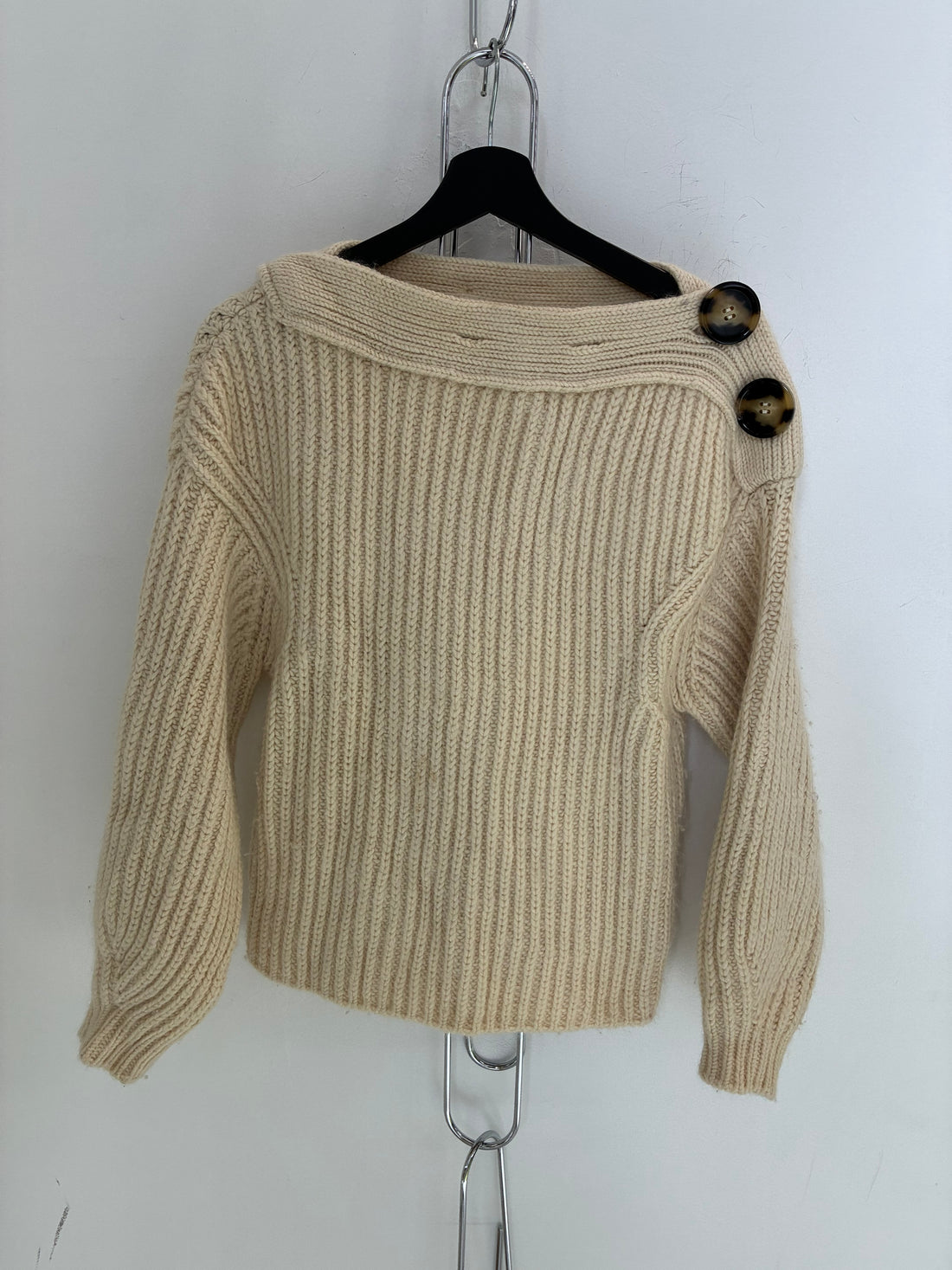 ACNE STUDIOS CREAM WOOL BATEAU NECKLINE SWEATER