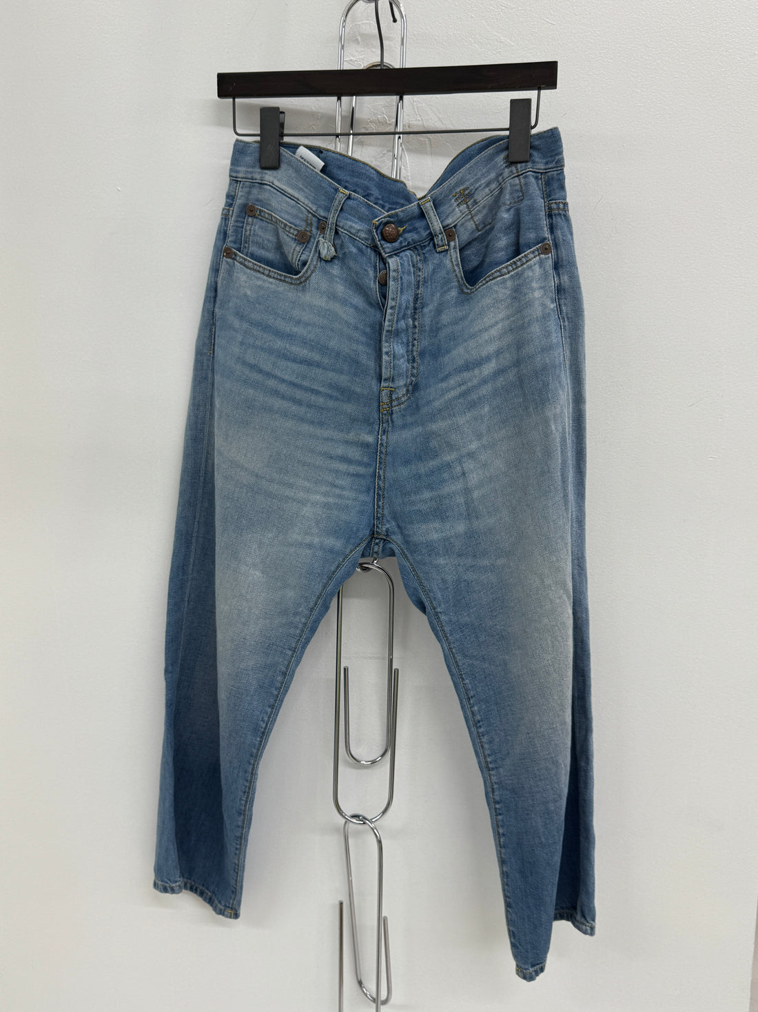 WOMENS R13 LIGHT WASHED CROPPED DENIM JEANS