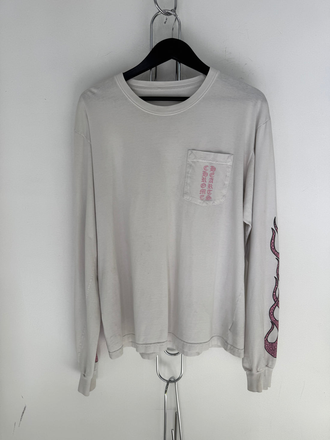 CHROME HEARTS PINK FLAMES LONG SLEEVE SHIRT