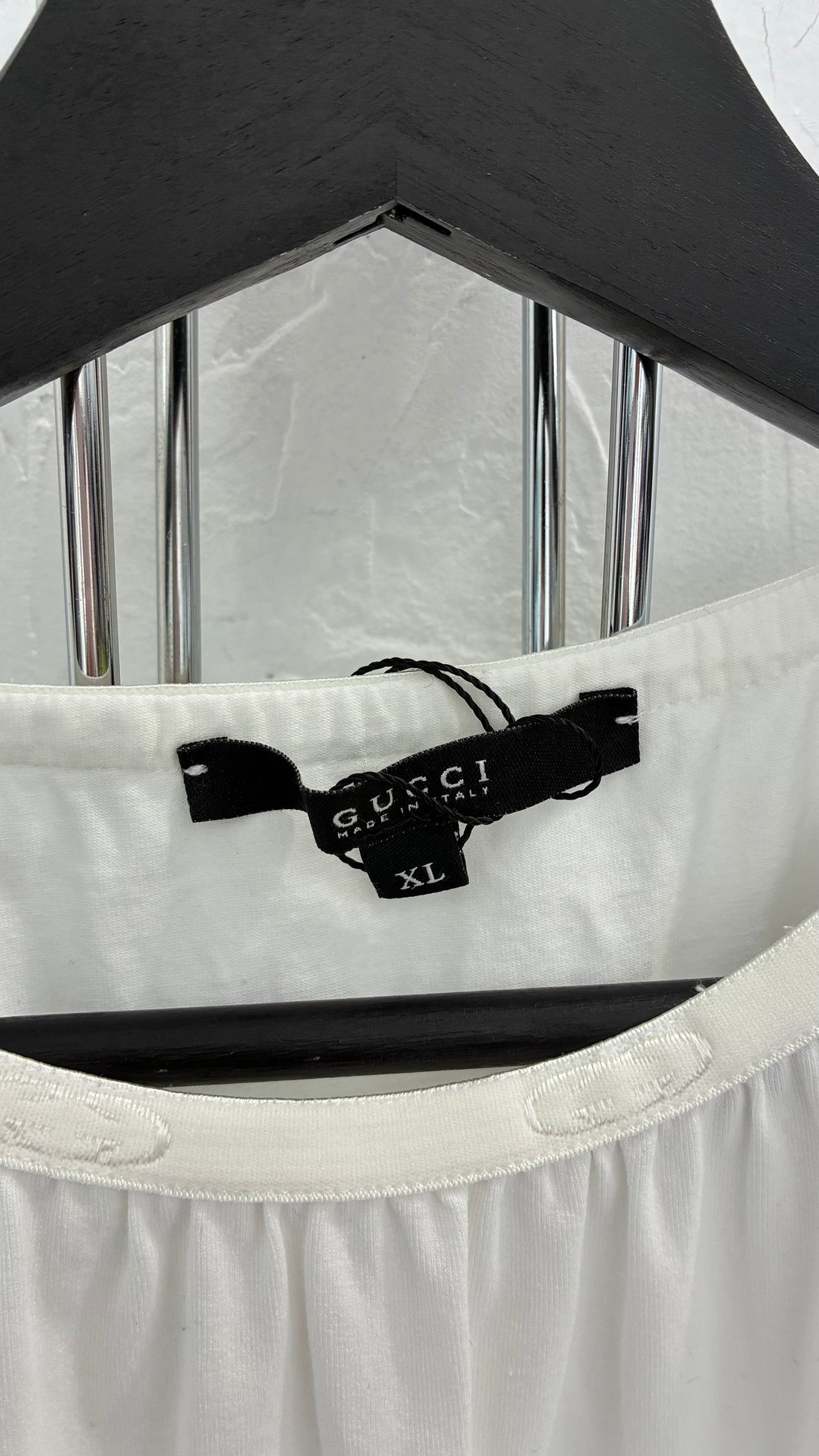GUCCI WHITE COTTON CREWNECK S/S TOP