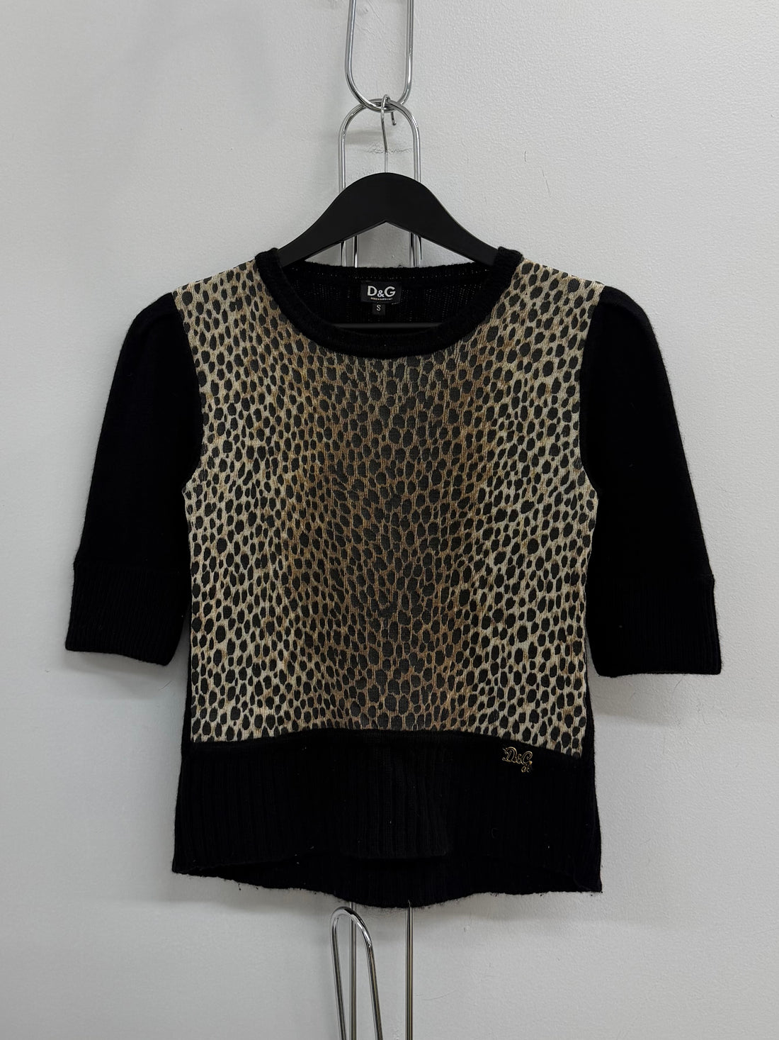 VINTAGE DOLCE & GABBANA LEOPARD CASHMERE S/S SWEATER