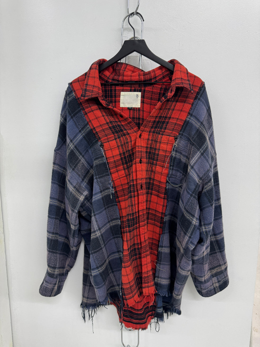 R13 DECONSTRUCTED FLANNEL SHIRT