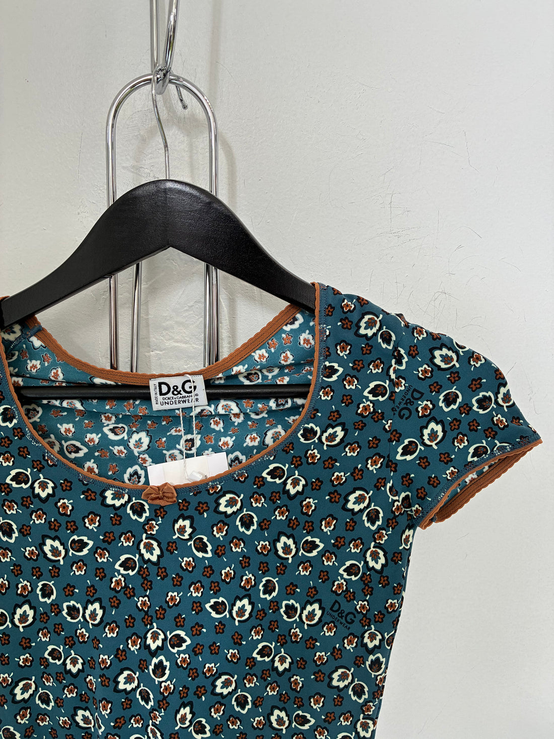 VINTAGE DOLCE & GABBANA UNDERWEAR FLORAL PRINT S/S TOP