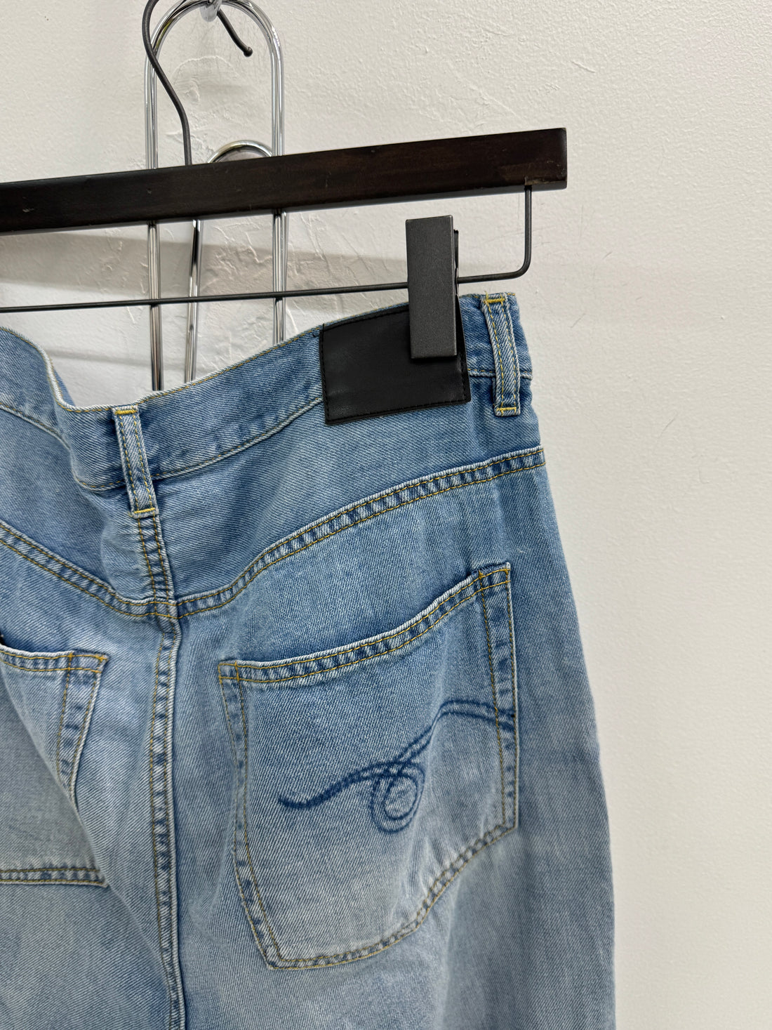 WOMENS R13 LIGHT WASHED CROPPED DENIM JEANS