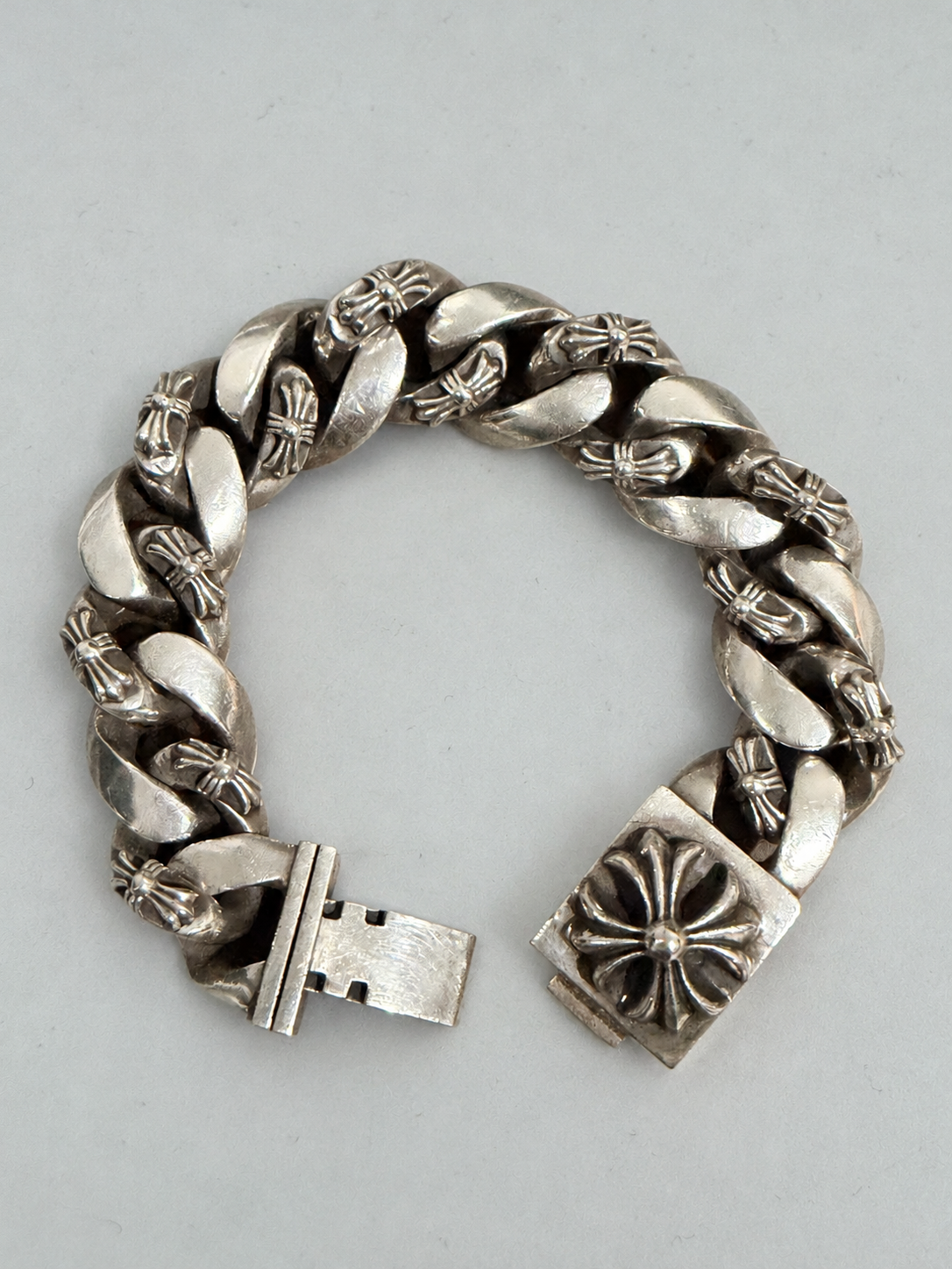 CHROME HEARTS XL FANCY LINK PLUS CROSS BRACELET 8 INCH