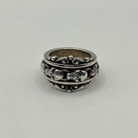 LEATHERS & TREASURES 2011 SPINNER SCROLL SKULL RING
