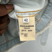 VINTAGE DOLCE&GABBANA FRAYED LIGHT WASH DENIM JACKET
