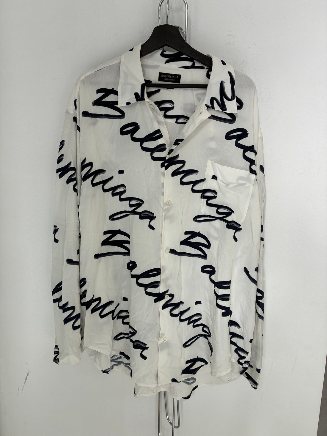 BALENCIAGA SCRIBBLE LOGO BUTTON UP SHIRT