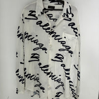 BALENCIAGA SCRIBBLE LOGO BUTTON UP SHIRT