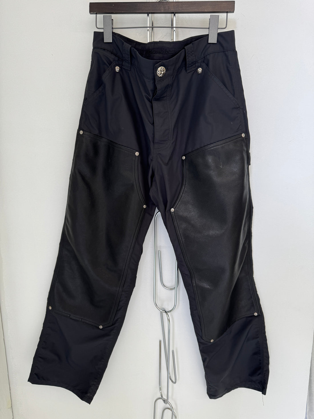 CHROME HEARTS NYLON + LEATHER CARPENTER PANTS