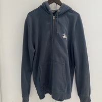 STUSSY NAVY LOGO ZIP UP HOODIE
