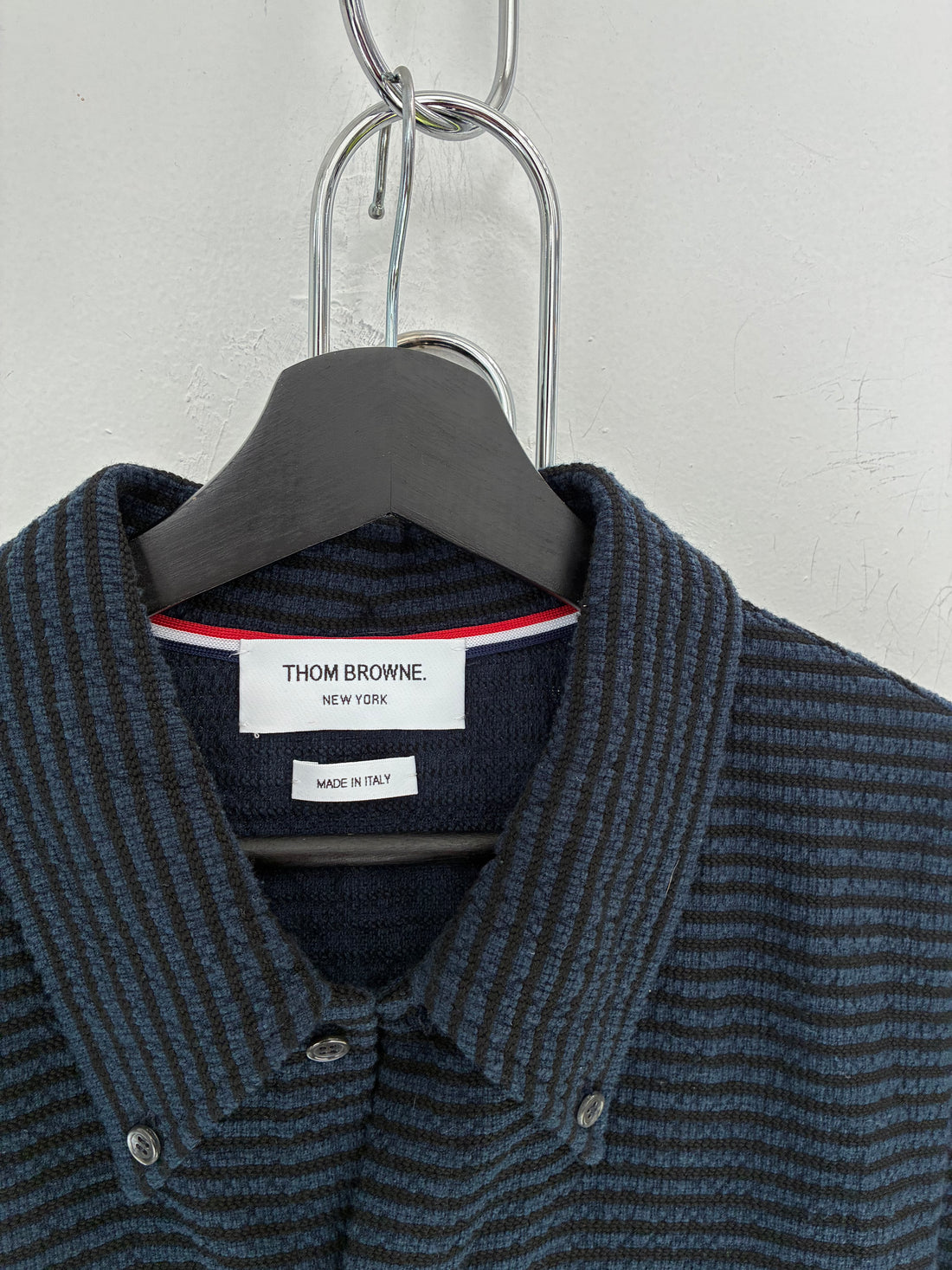 THOM BROWN NAVY STRIPED POLO